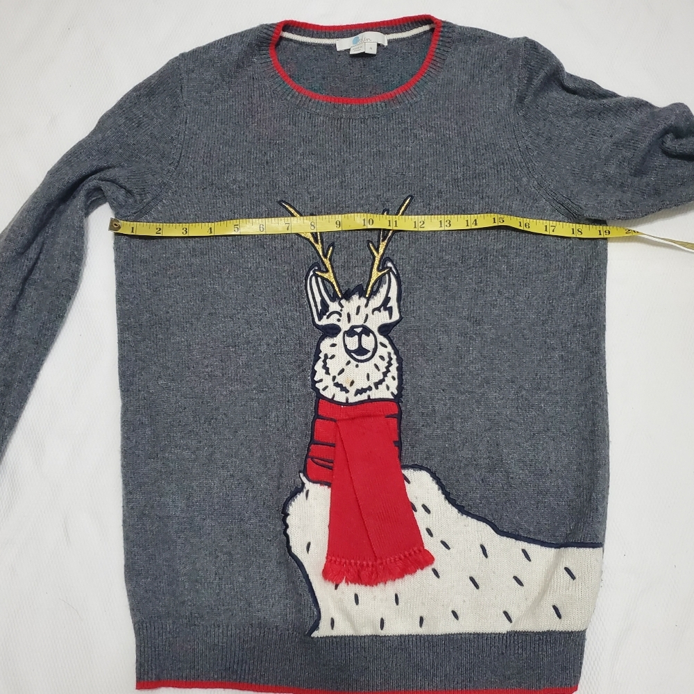 Boden Llama Holiday Sweater Gray Women Medium - Picture 8 of 9